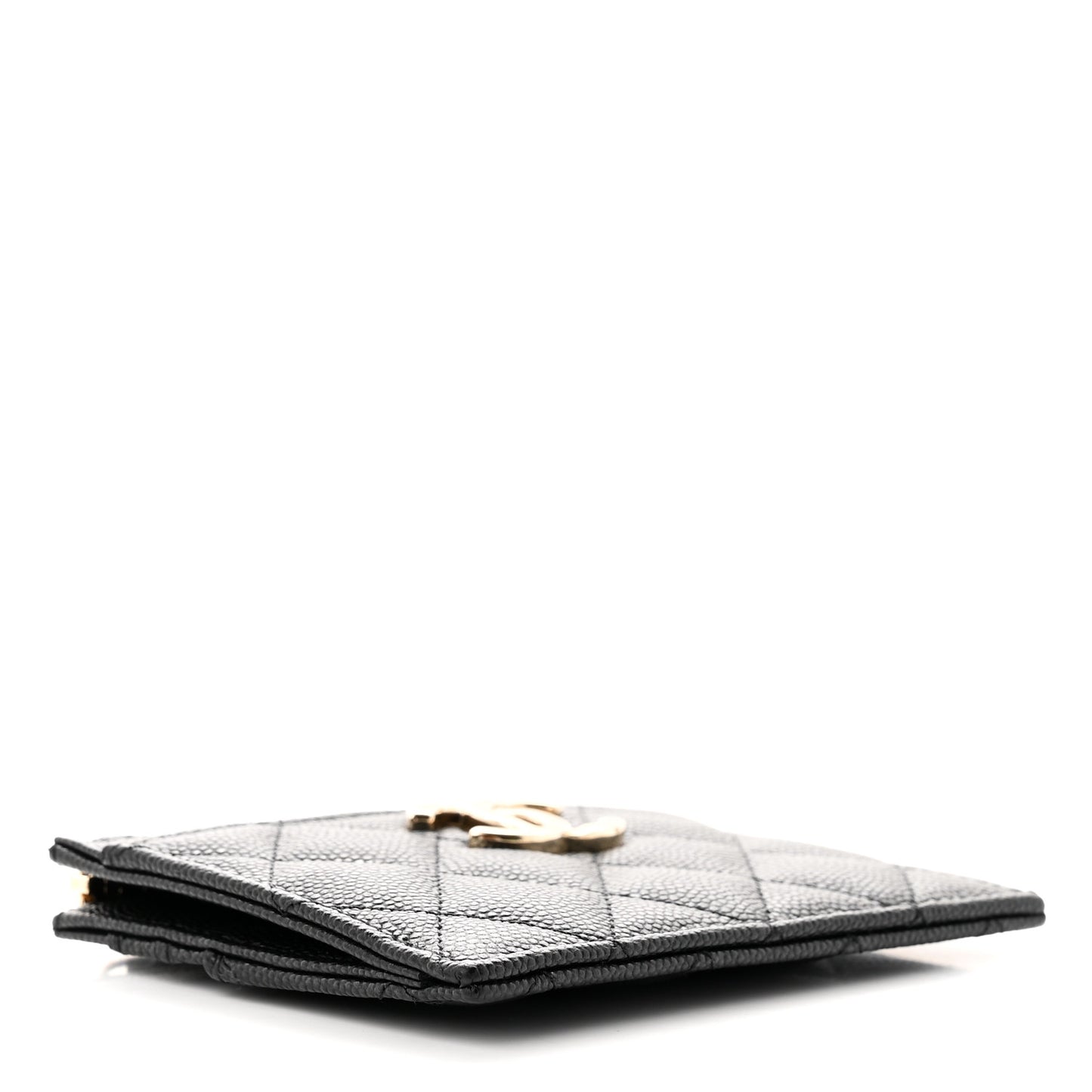 Caviar Quilted CC Zip Card Holder Black