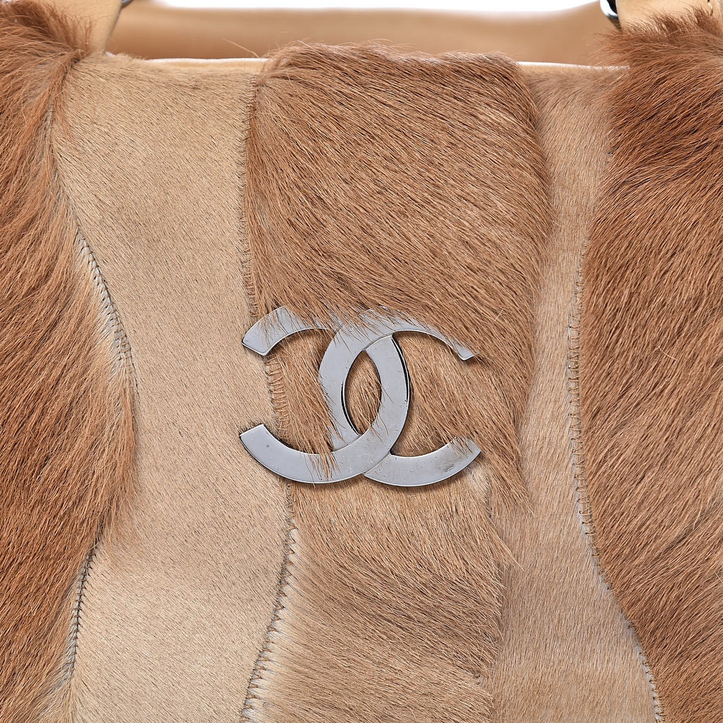 Lambskin Pony Hair Shoulder Bag Beige
