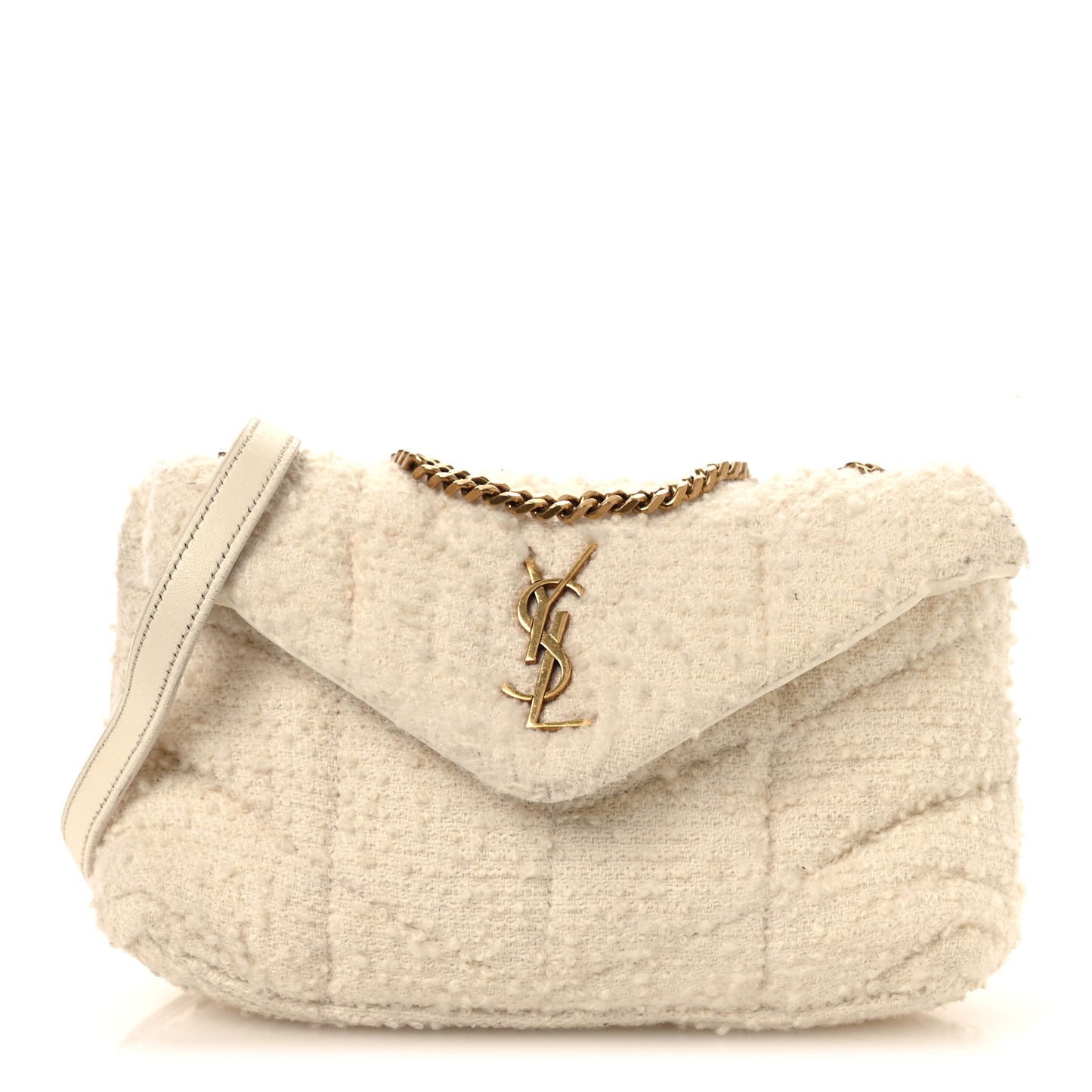 Boucle Tweed Quilted Toy Loulou Puffer Monogram Chain Satchel Crema Soft