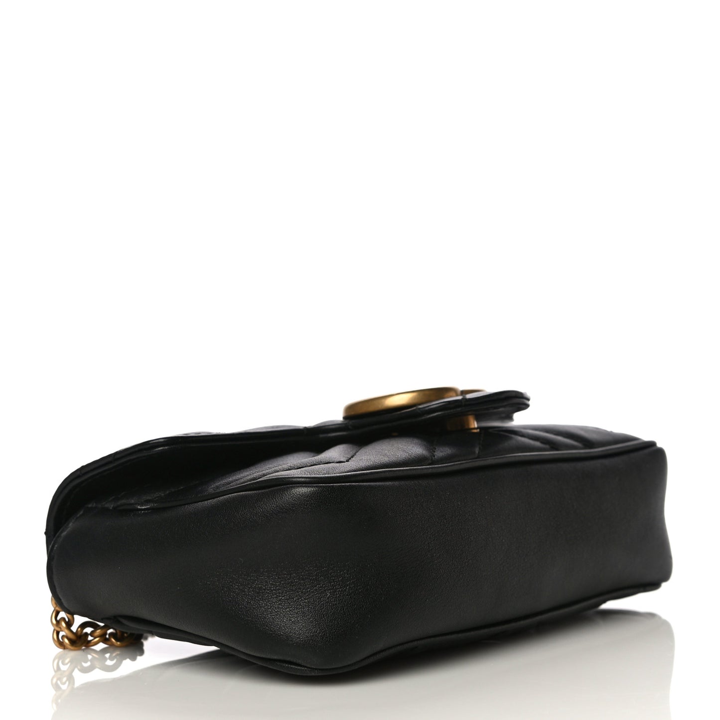 Calfskin Matelasse Super Mini GG Marmont Shoulder Bag Black
