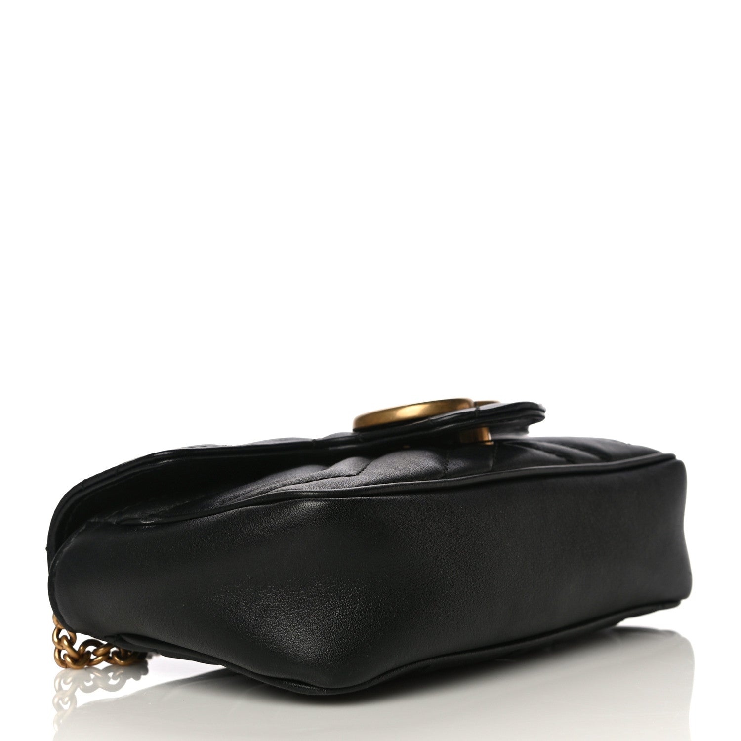 Gucci Calfskin Matelasse Super Mini GG Marmont Shoulder Bag Black 4 of 17