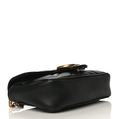 Gucci Calfskin Matelasse Super Mini GG Marmont Shoulder Bag Black 4 of 17