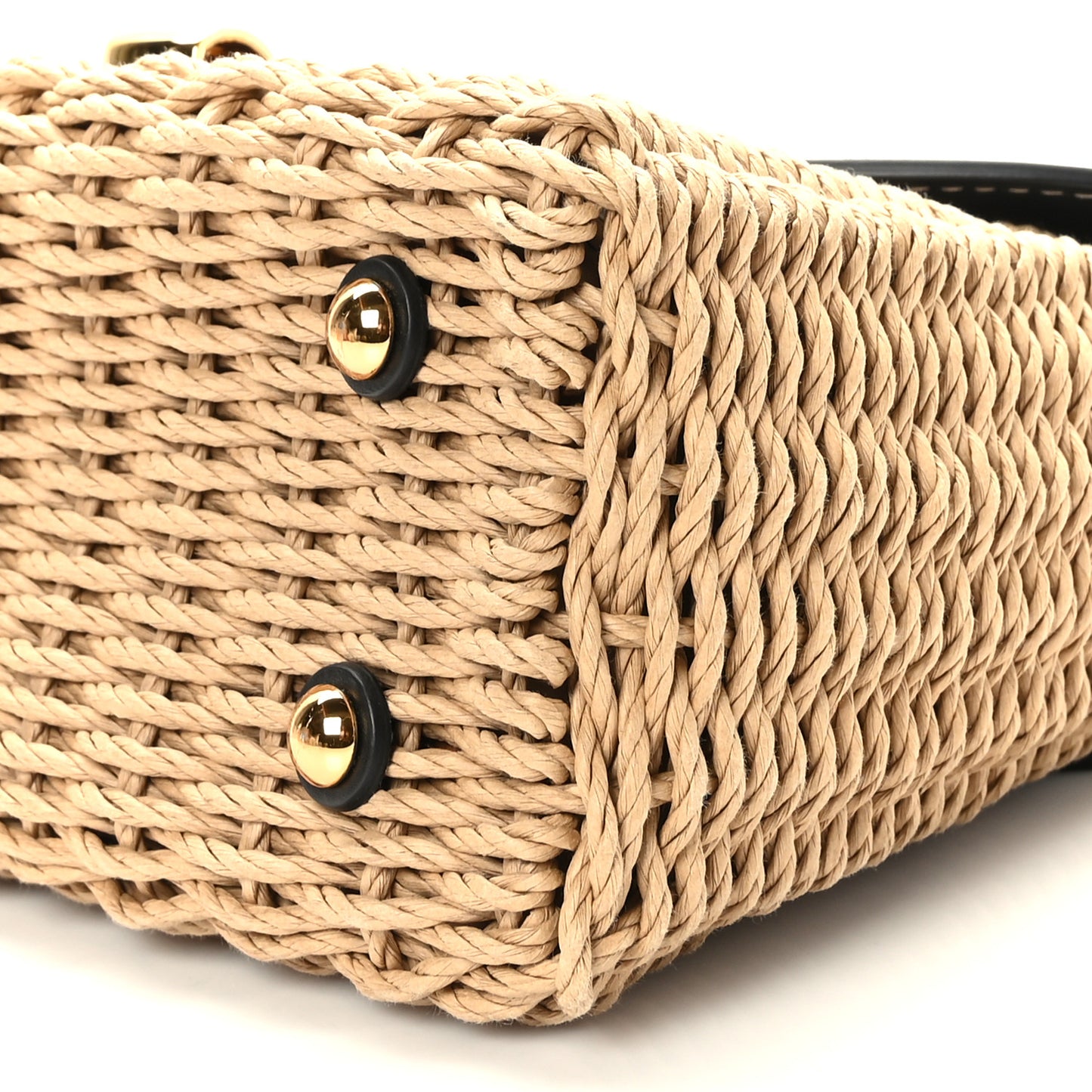 Calfskin Wicker Margot Top Handle Satchel Black