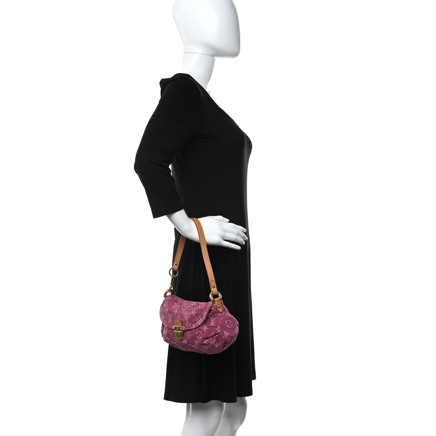 Monogram Denim Mini Pleaty Fuchsia