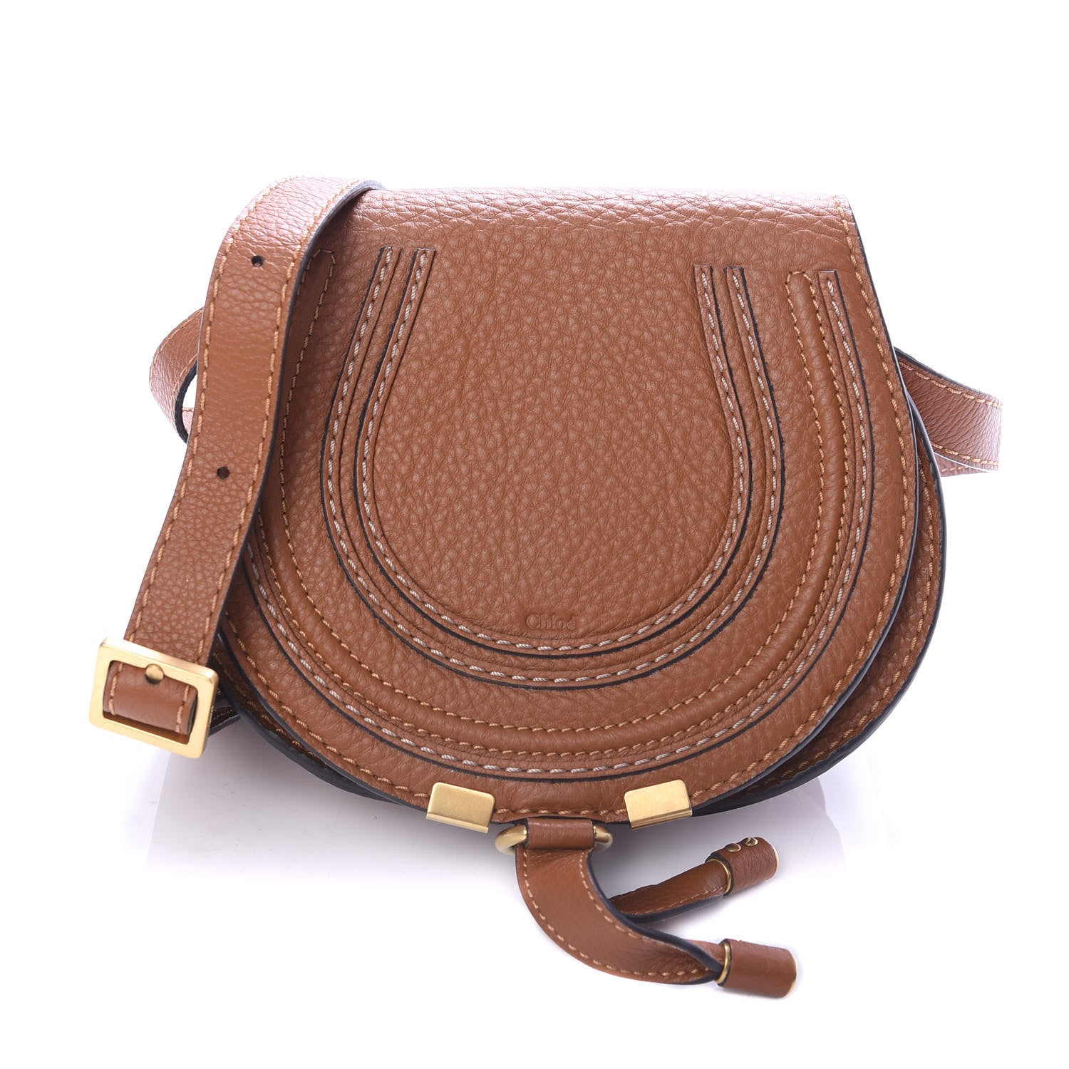 Chloe Calfskin Mini Marcie Round Crossbody Bag Tan 1 of 9