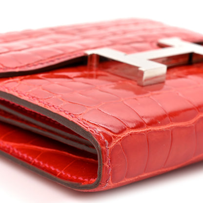 Hermes Shiny Alligator Constance Short Wallet Geranium 8 of 11