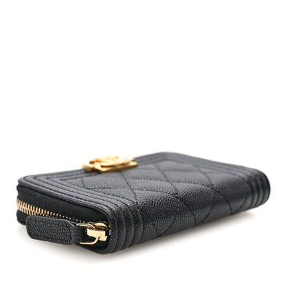 Chanel Caviar Quilted Boy Zip Around Coin Purse Wallet Black 4 of 8
