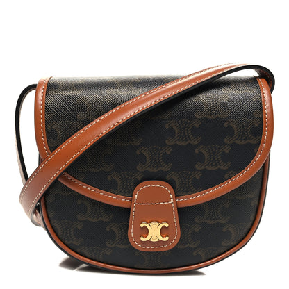 Celine Canvas Calfskin Triomphe Mini Besace Tan 1 of 10