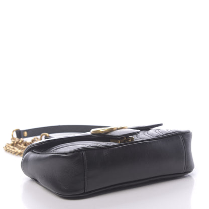 Gucci Calfskin Matelasse Mini GG Marmont Shoulder Bag Black 4 of 14