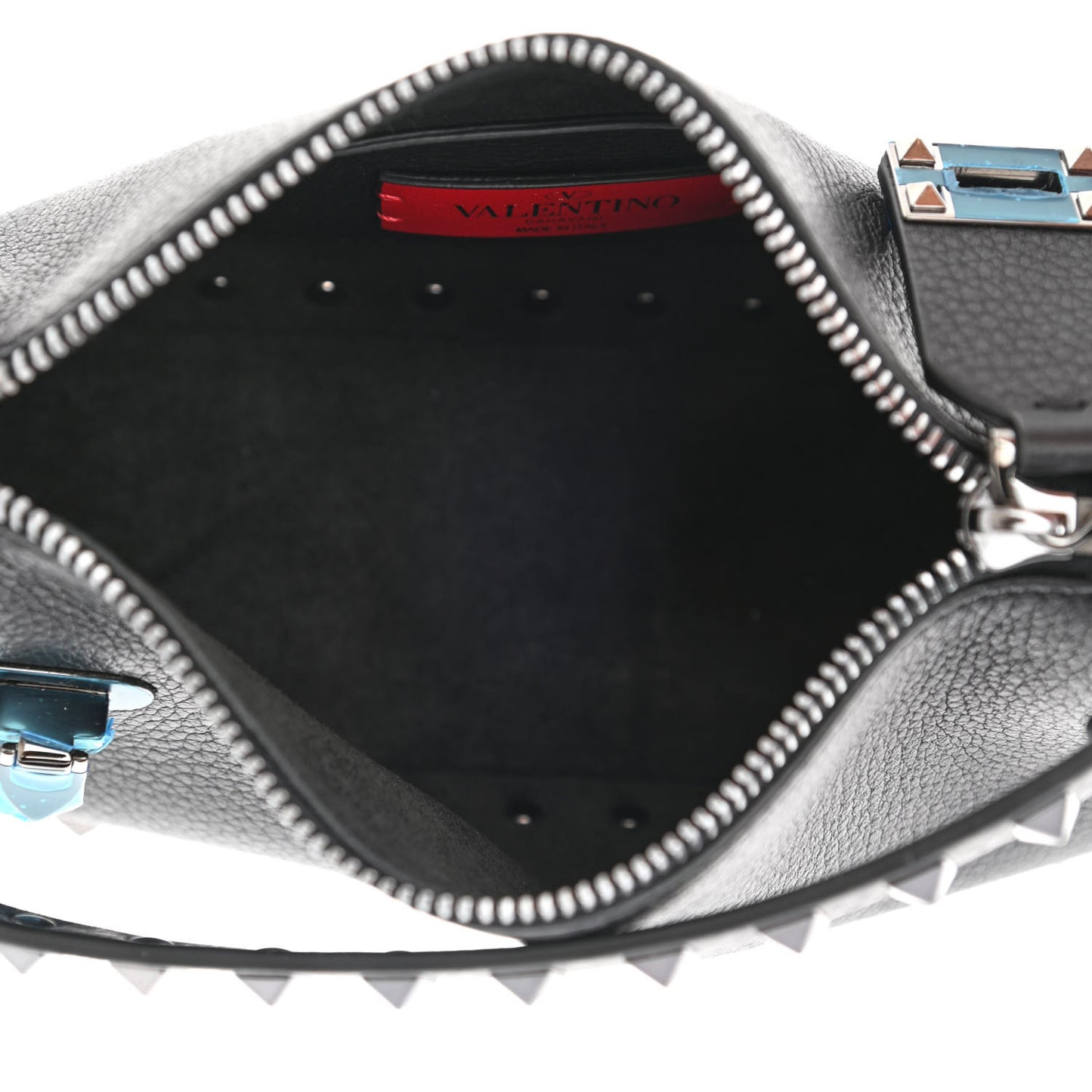 Pebbled Calfskin Small Rockstud Flip Lock Shoulder Bag Black