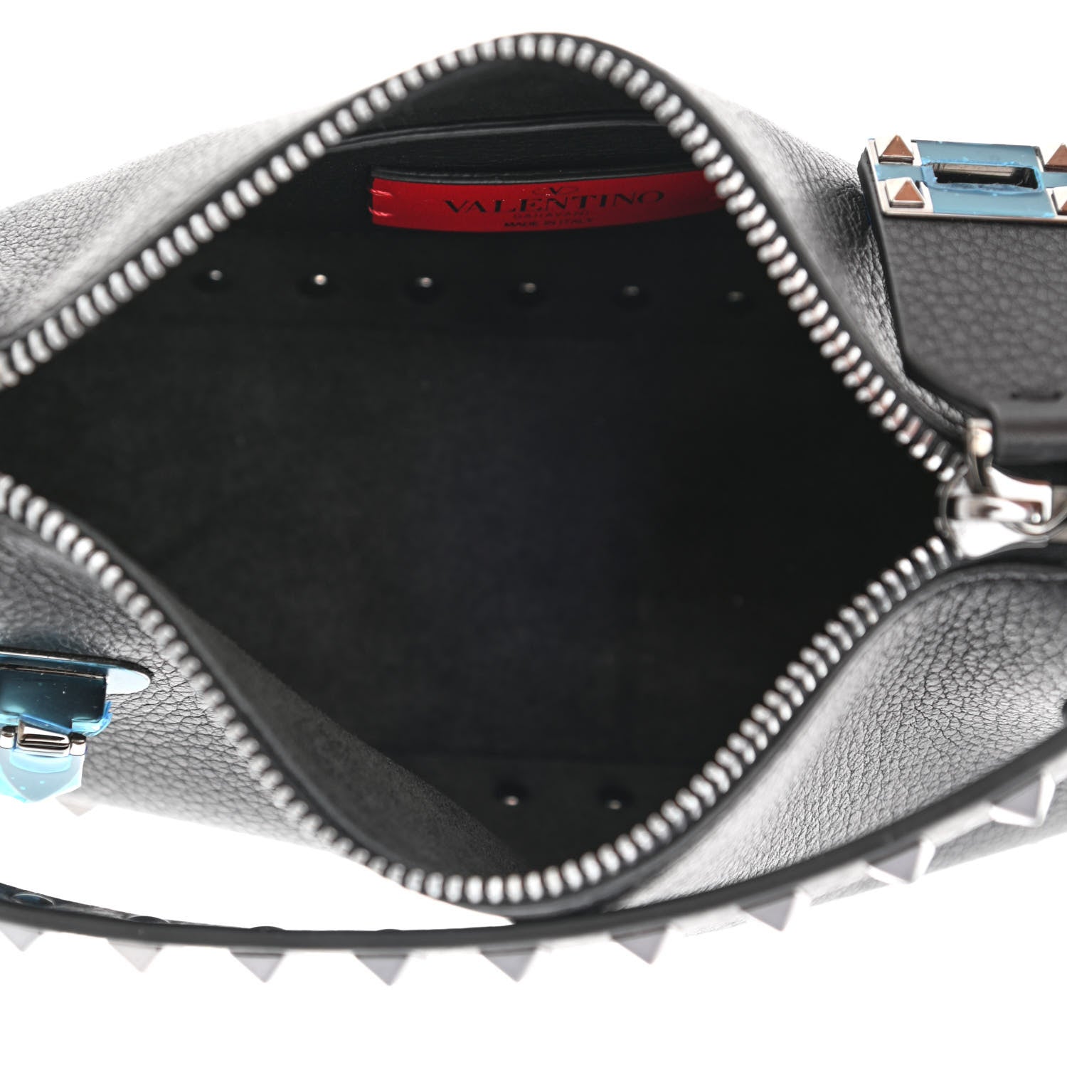 Valentino Garavani Pebbled Calfskin Small Rockstud Flip Lock Shoulder Bag Black 5 of 9