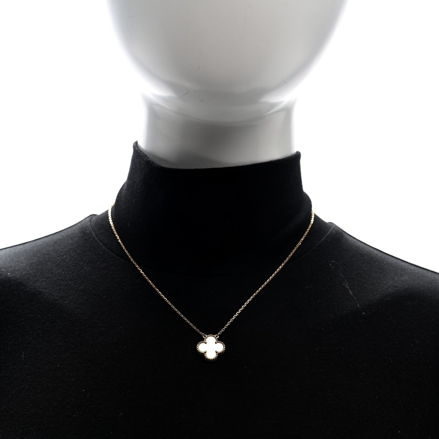 Van Cleef & Arpels 18K Yellow Gold Mother of Pearl Vintage Alhambra Pendant Necklace 2 of 5