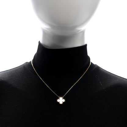 Van Cleef & Arpels 18K Yellow Gold Mother of Pearl Vintage Alhambra Pendant Necklace 2 of 5