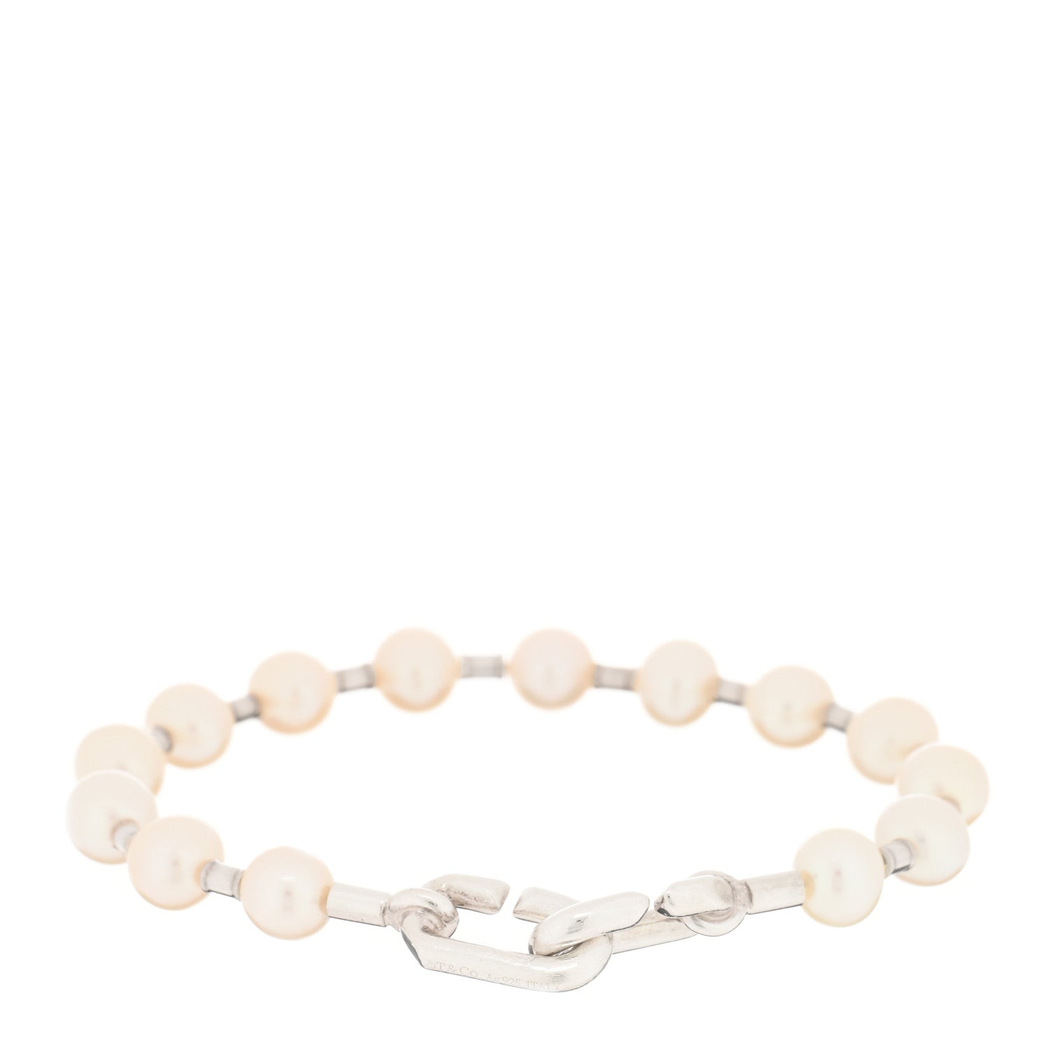 Tiffany Sterling Silver Pearl 5-6mm HardWear Bracelet 2 of 3