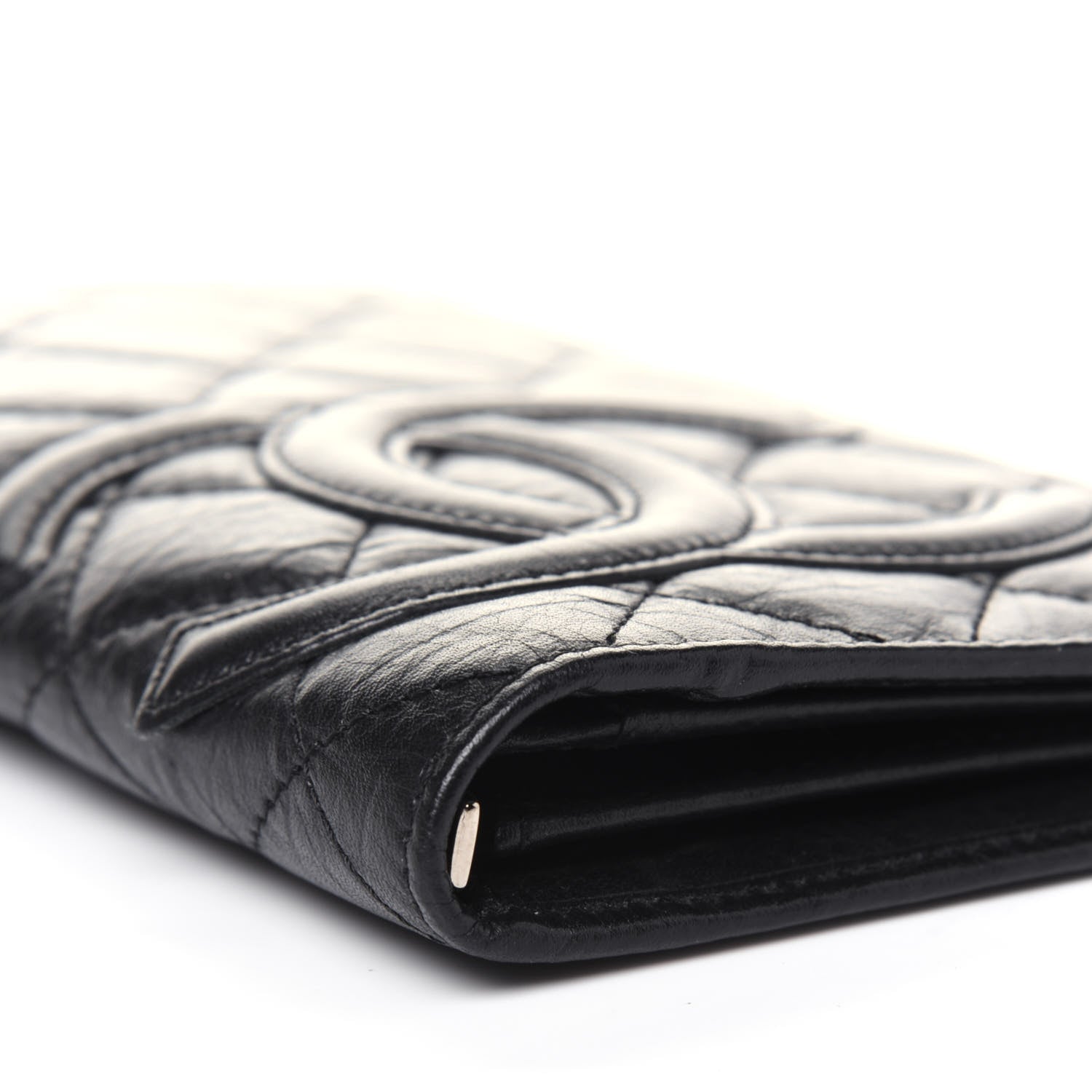 Chanel Aged Calfskin Quilted Cambon Yen Wallet Black 10 of 13