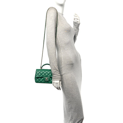 Chanel Lambskin Quilted Mini Top Handle Rectangular Flap Green Green 2 of 10