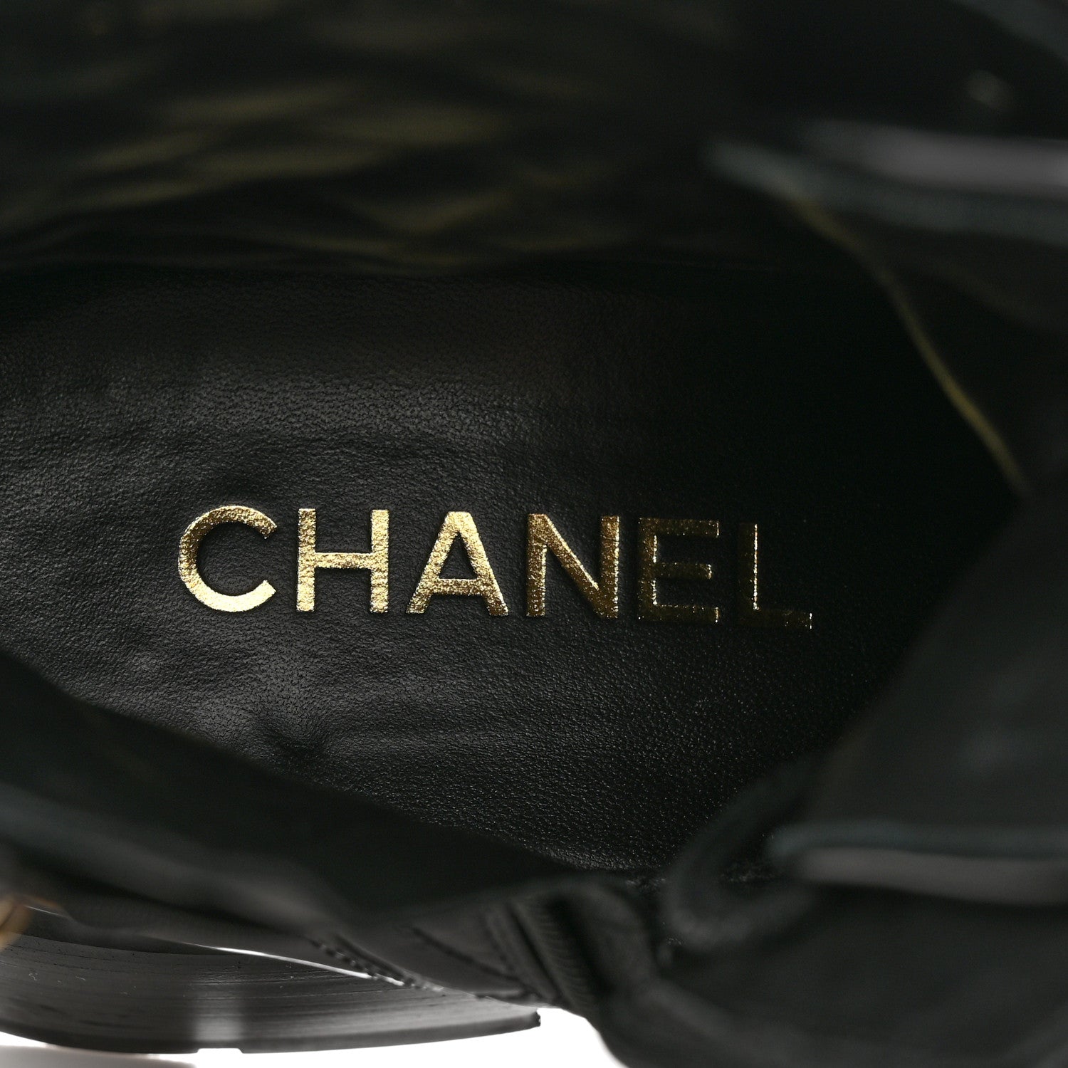 Chanel Shiny Calfskin Patent Quilted Chain Lace Up Combat Boots 40.5 Black 7 of 8