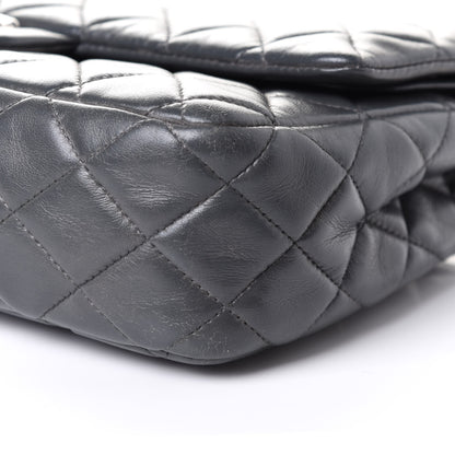 Chanel Lambskin Quilted Medium Double Flap Dark Grey 9 of 10