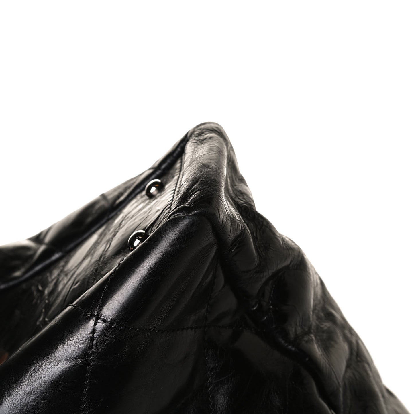 Glazed Calfskin Lambskin Portobello Tote Black