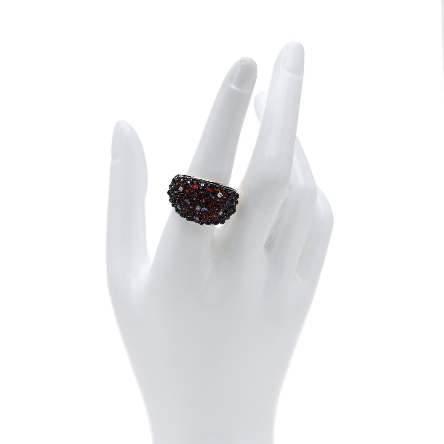 David Yurman 18K Yellow Gold Sterling Silver Diamond Spessartine Garnet Amethyst Osetra Cable Ring 57 8 2 of 6