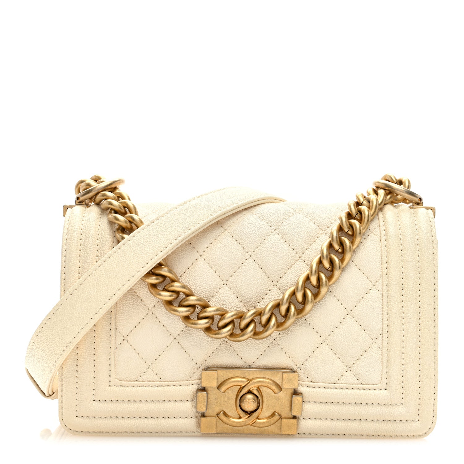 Chanel Caviar Quilted Small Boy Flap White 1 of 9