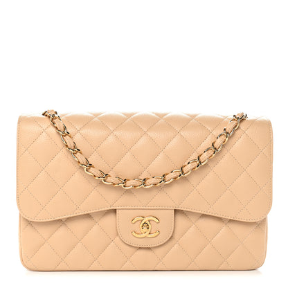 Chanel Caviar Quilted Jumbo Double Flap Light Beige 1 of 11