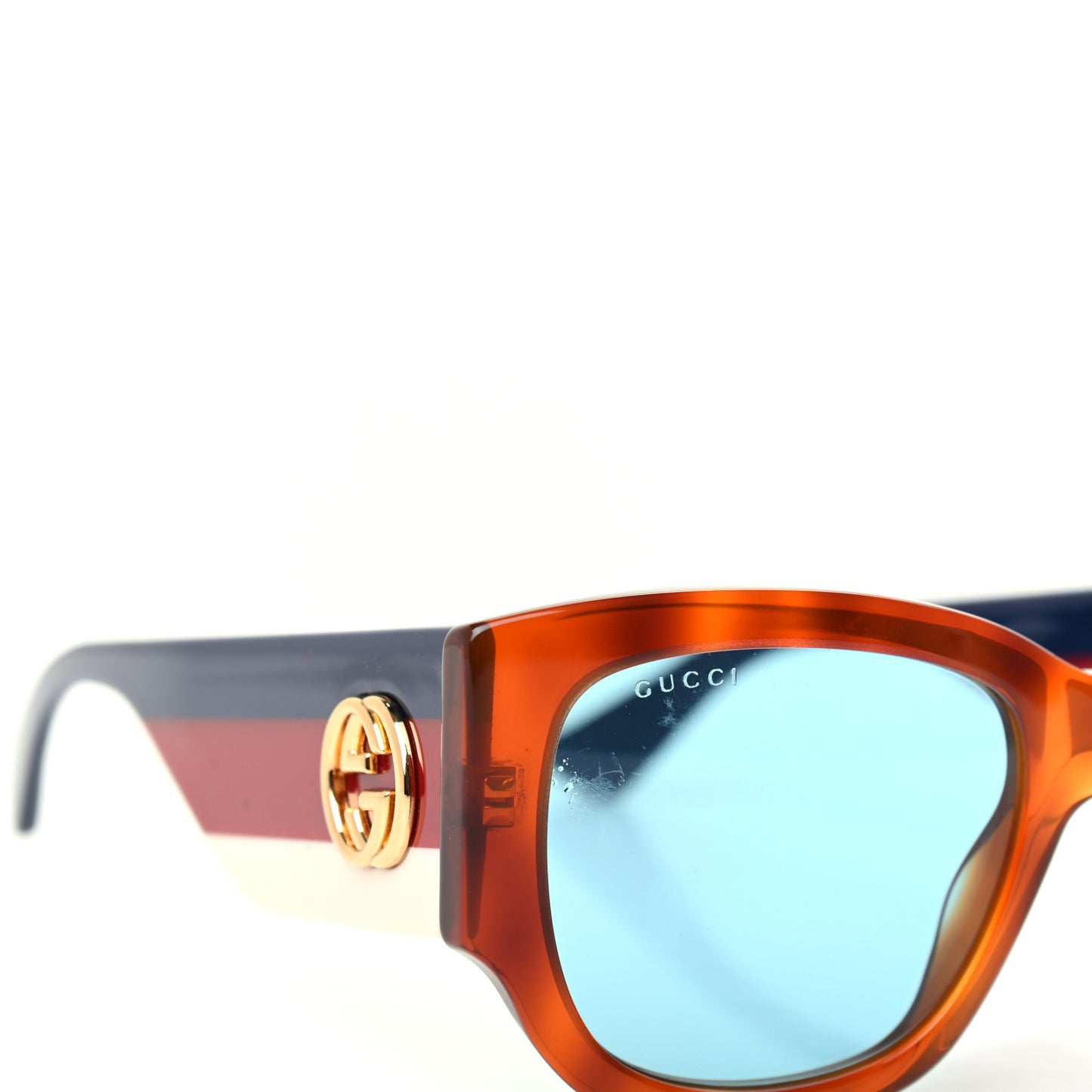 Acetate Web Oversized Frame Rectangle Sunglasses GG0276S Havana