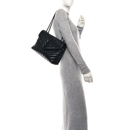 Saint Laurent Calfskin Y Quilted Monogram Monochrome Medium Loulou Chain Satchel Black 2 of 11