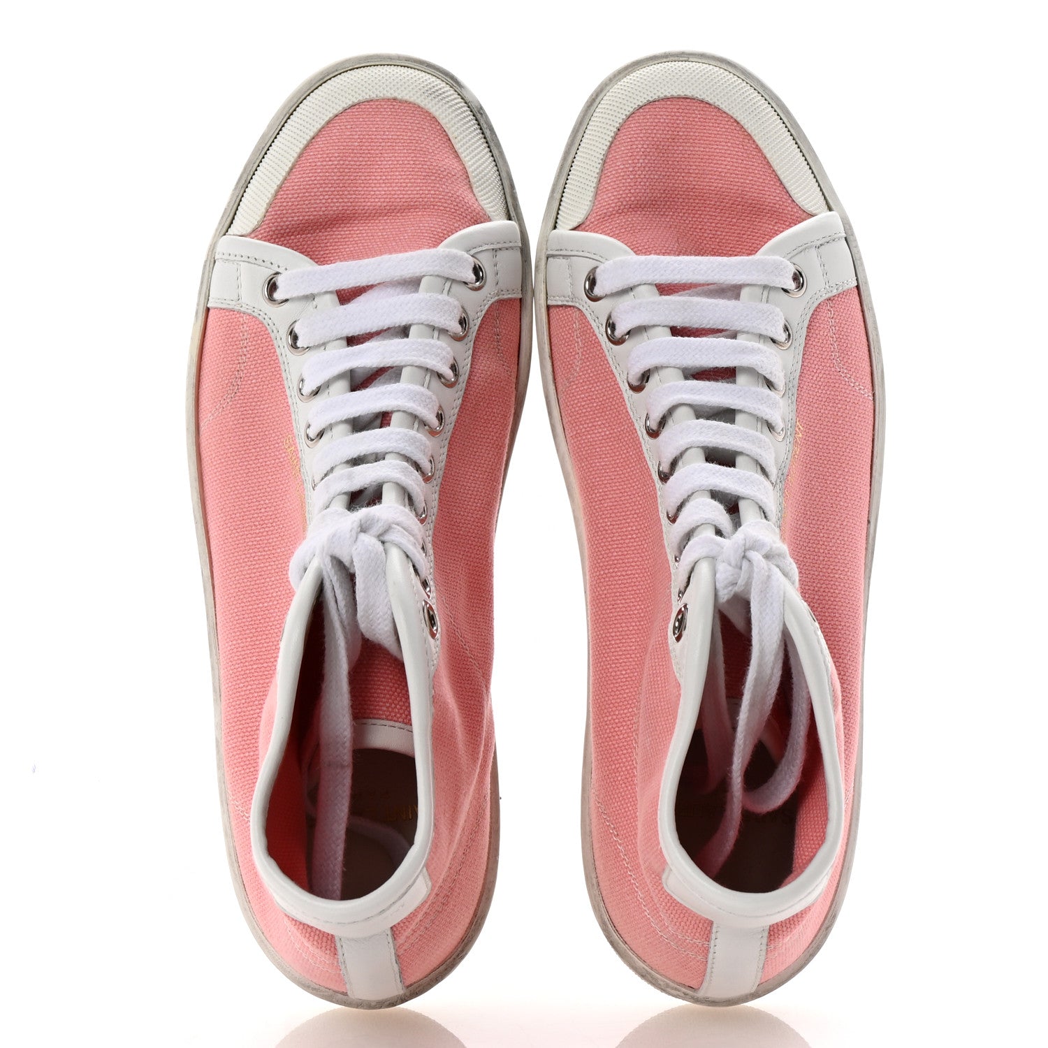 Saint Laurent Canvas Elba Court Classic SL/39 Mid Top Sneakers 35.5 Pink White 2 of 11