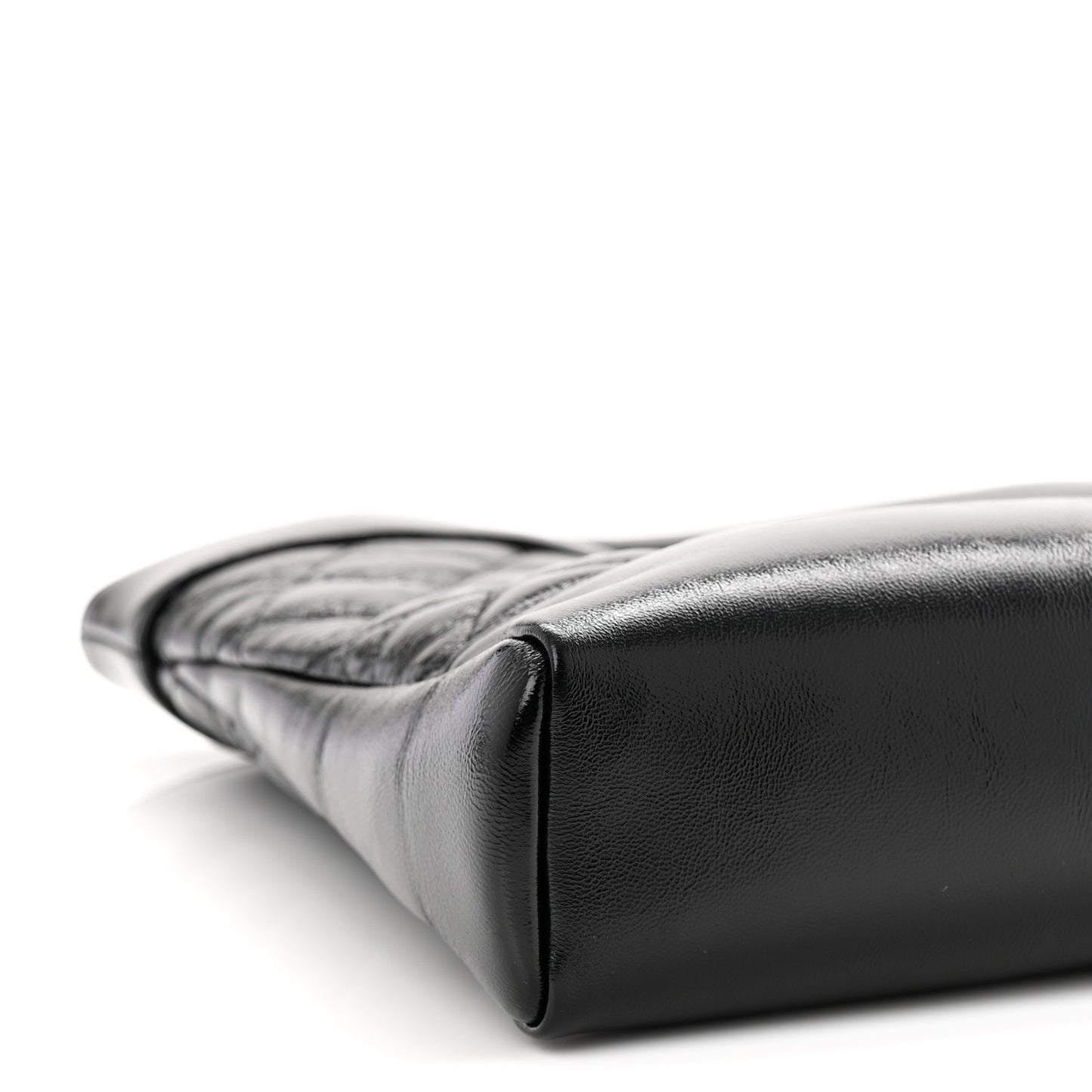 Shiny Crumpled Calfskin Quilted Mini 31 Shopping Bag Black
