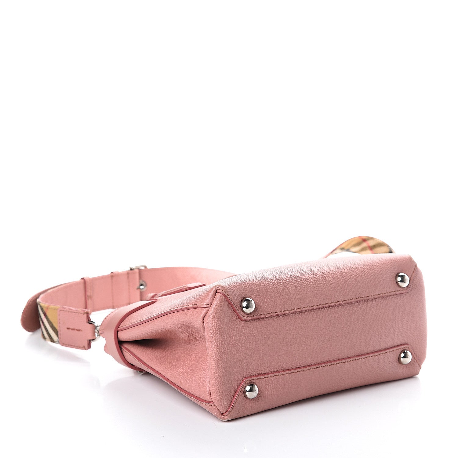Burberry Grainy Calfskin House Check Small Banner Tote Dusty Rose 3 of 7