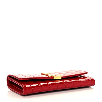 Saint Laurent Patent Calfskin Matelasse Monogram Large Vicky Continental Wallet Rouge Eros 4 of 10