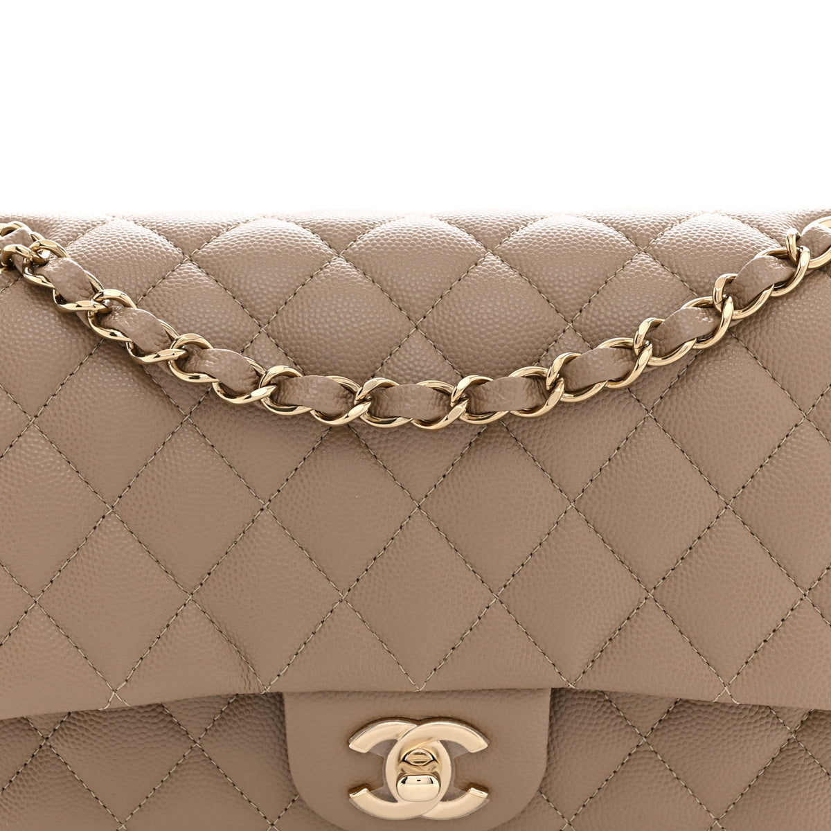 Chanel Caviar Quilted Medium Double Flap Dark Beige 8 of 11