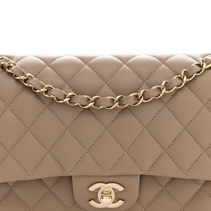 Chanel Caviar Quilted Medium Double Flap Dark Beige 8 of 11