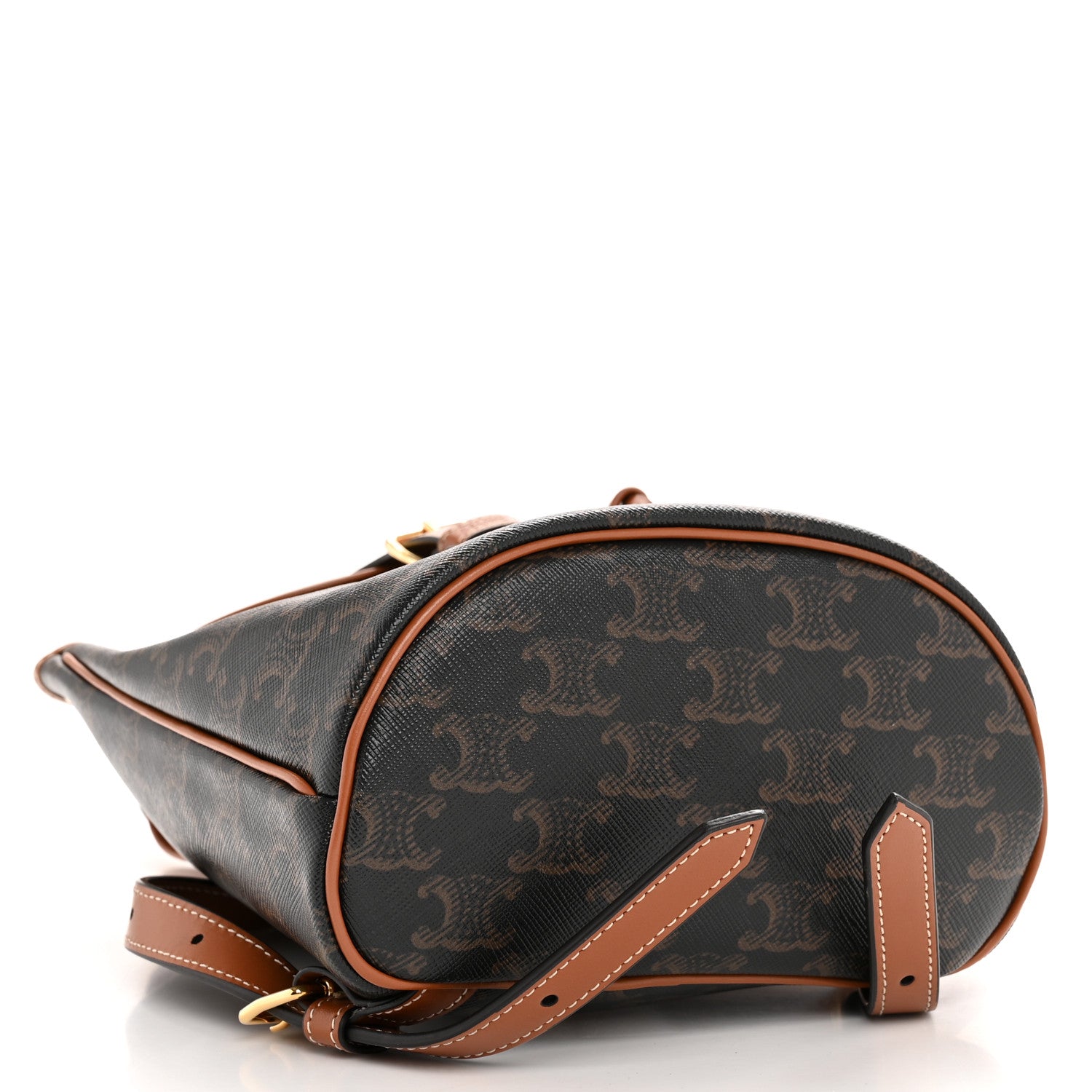 celine mini folco backpack CELINE - Mini Backpack Folco In Triomphe Canvas And Calfskin Leather - Brown