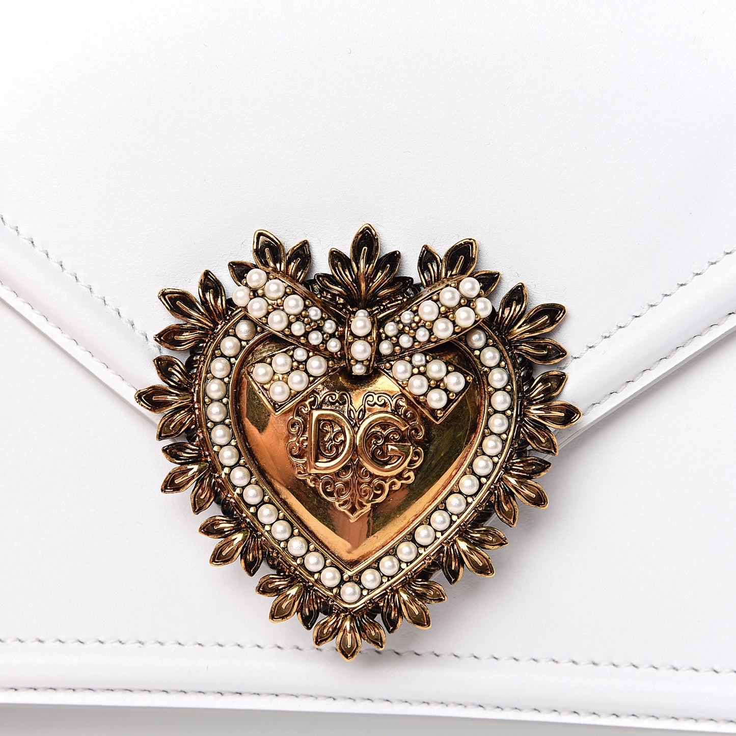 Smooth Calfskin Small Devotion Envelope Top Handle Bag White