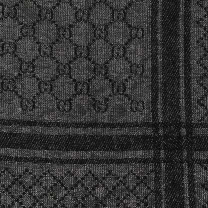 Gucci Wool Silk Lurex Diamante Monogram Shawl Grey 2 of 4