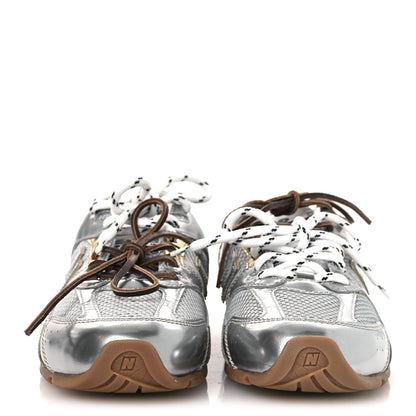 Miu Miu X NEW BALANCE Metallic Calfskin Mesh 530 SL Sneakers 39.5 Argento Platino 3 of 11