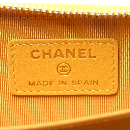 Chanel Caviar Quilted Zip Coin Purse Yellow 6 of 11