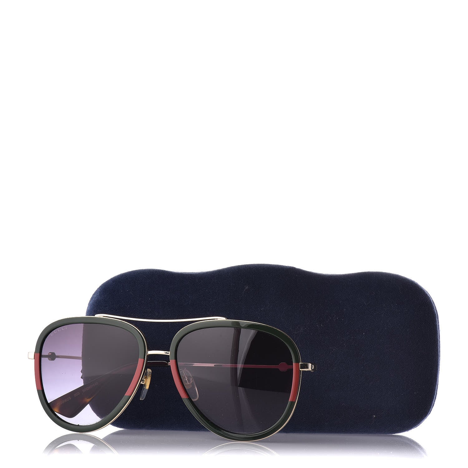 Gucci Web Aviator Sunglasses GG0062S Green Red 7 of 7