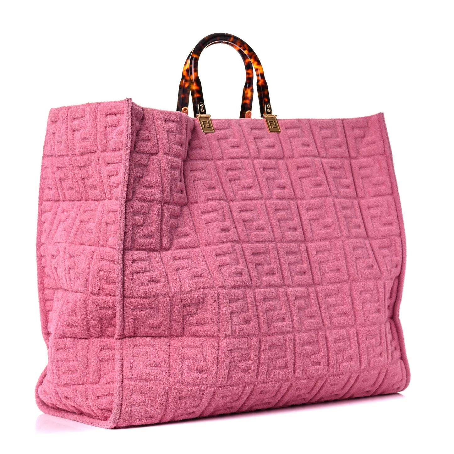 Terrycloth Plexiglass FF Embossed XL Fendi Sunshine Shopper Tote Lollypop