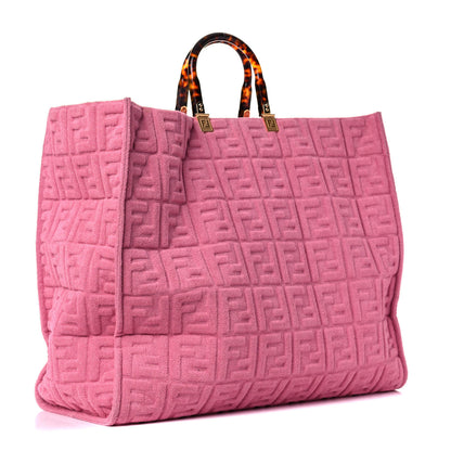 Fendi Terrycloth Plexiglass FF Embossed XL Fendi Sunshine Shopper Tote Lollypop 3 of 10