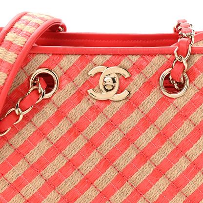 Chanel Raffia Jute Striped Urban Jungle Bucket Bag Red Beige 8 of 11