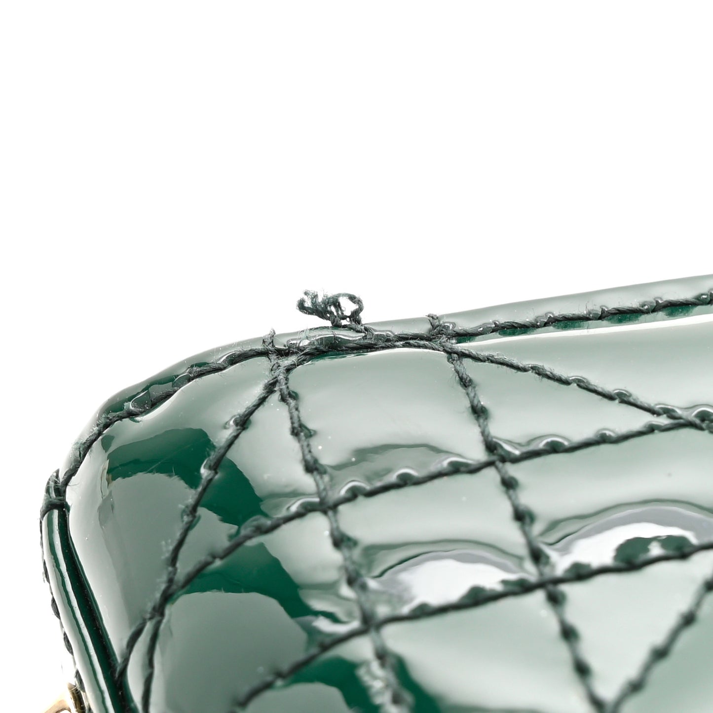 Patent Cannage Mini Lady Dior Dark Green