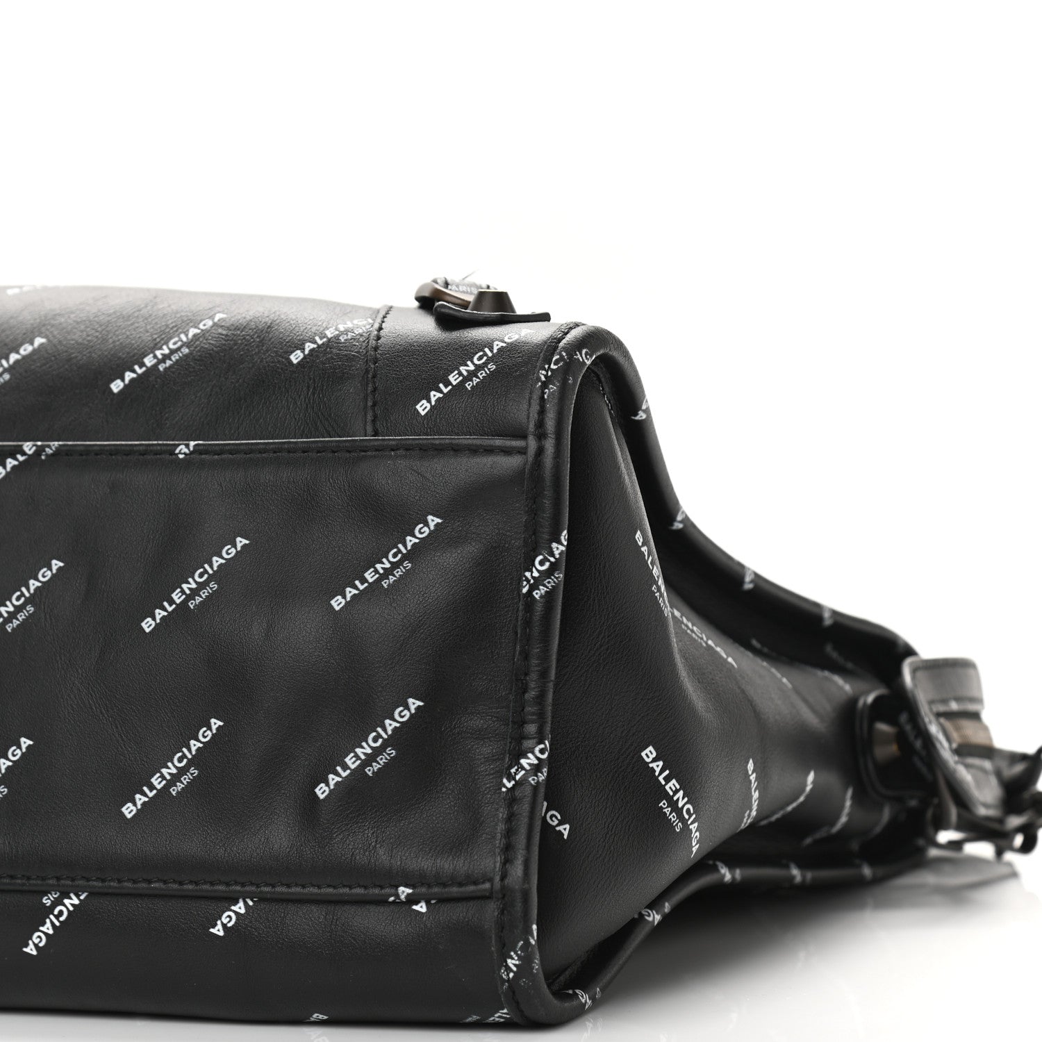 Balenciaga Veau Allover Logo Classic Hardware City Black White 11 of 13