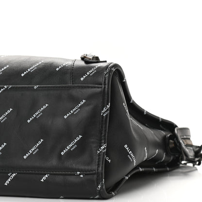 Balenciaga Veau Allover Logo Classic Hardware City Black White 11 of 13