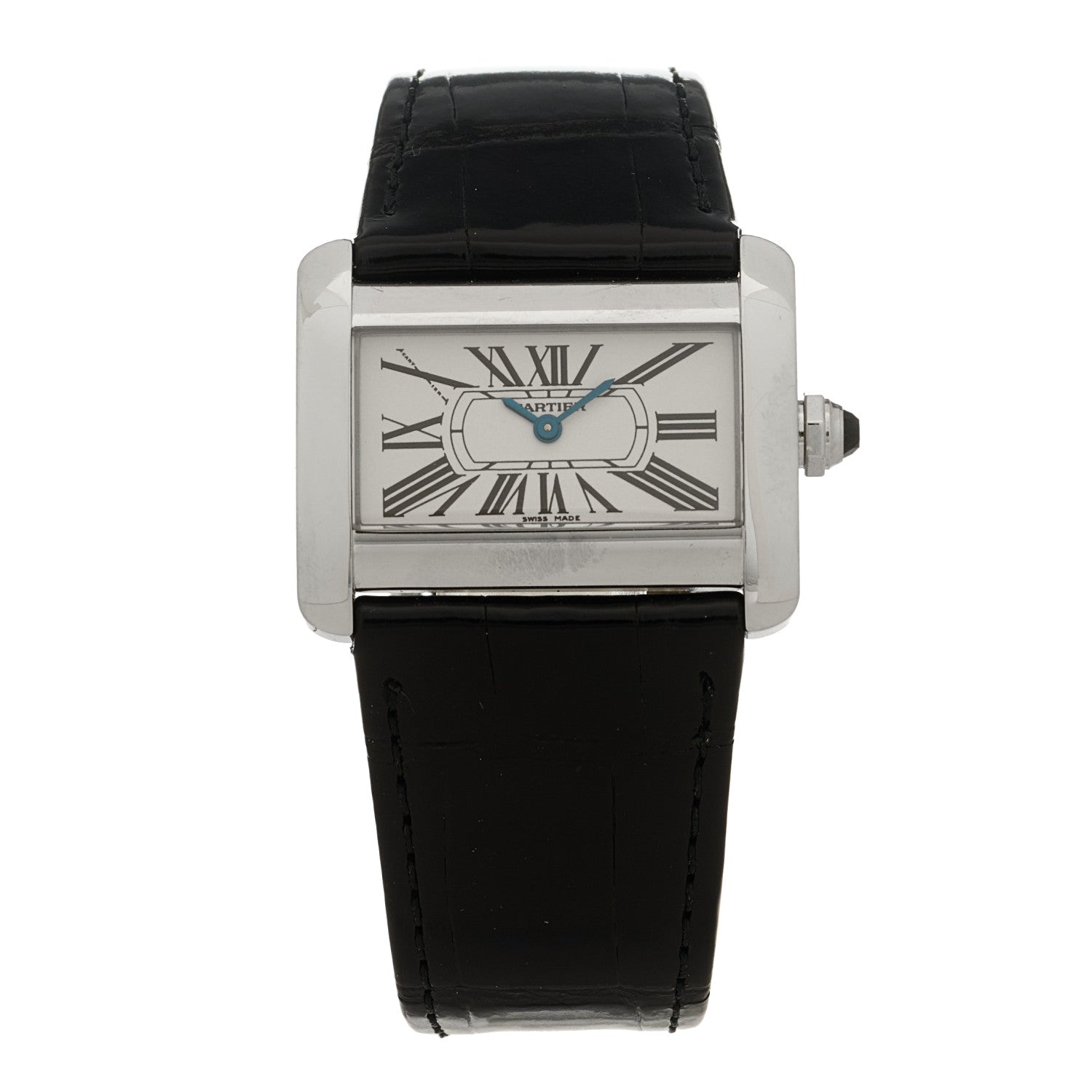 Cartier Stainless Steel Alligator 32mm Tank Divan Quartz Watch 1 of 4