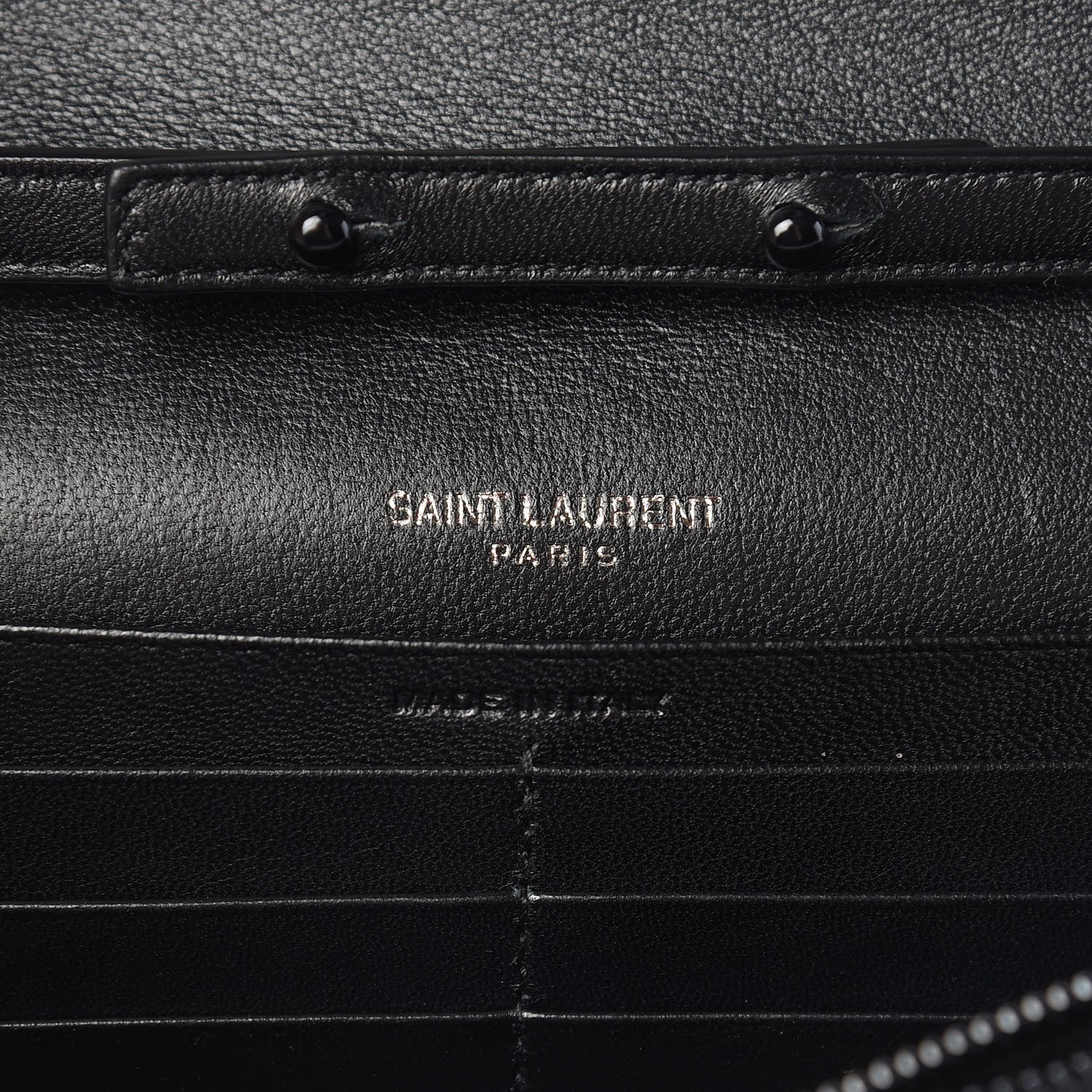 Saint Laurent Sequin Suede Monogram Chain Wallet Fuchsia Black 6 of 9