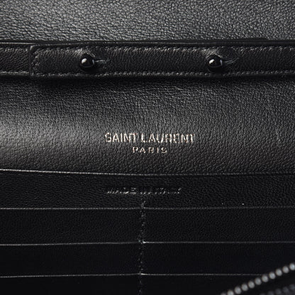 Saint Laurent Sequin Suede Monogram Chain Wallet Fuchsia Black 6 of 9