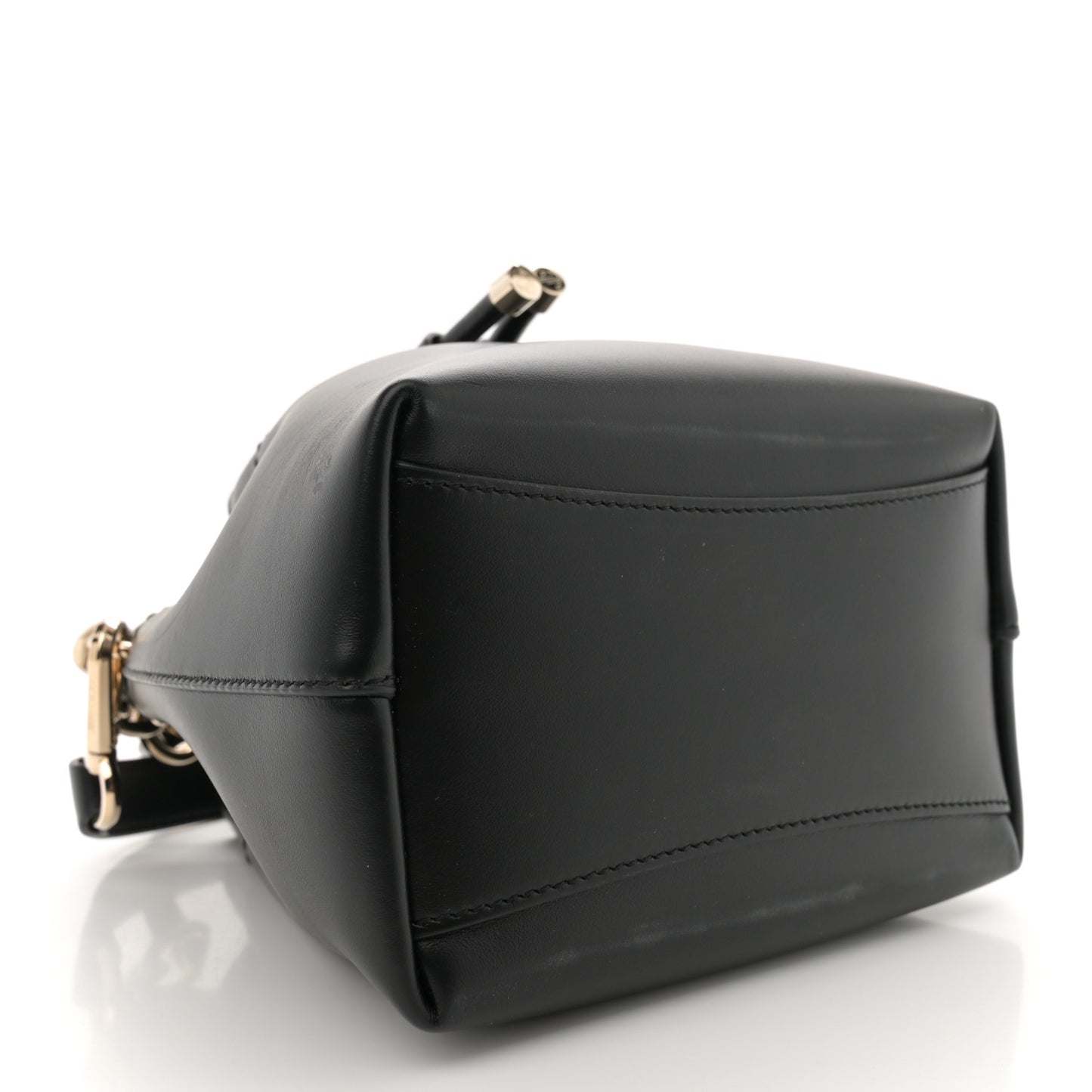 Smooth Shiny Calfskin Bon Bon Bucket Bag Black